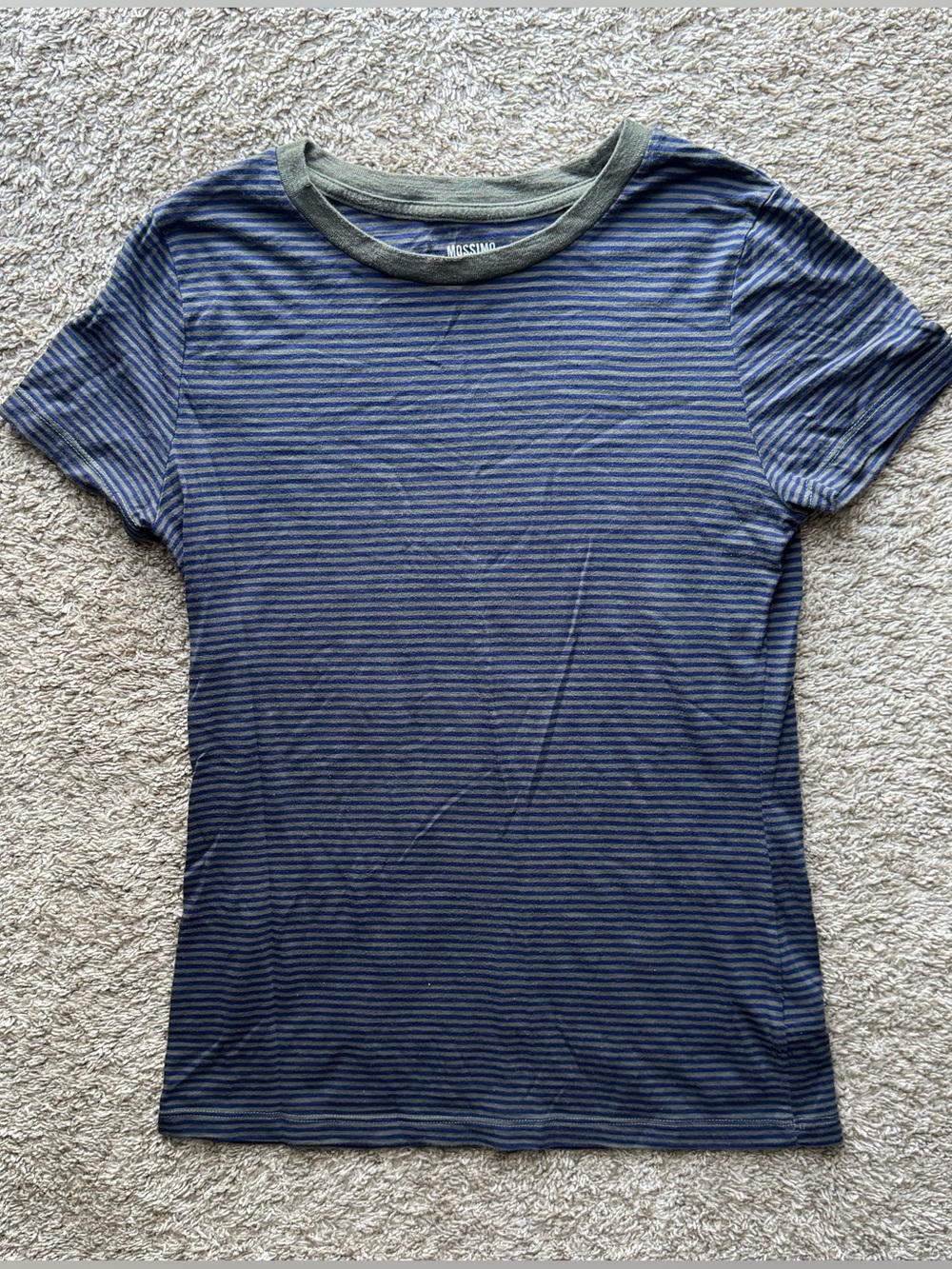 Mossimo Supply Co. Striped T-Shirt Women’s Small Blue Green Crew Neck
